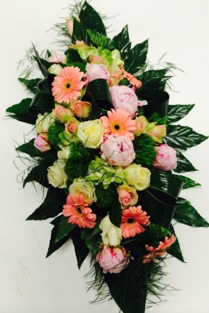Raquette de deuil 90 cm – Sky Sea Land Flowers, fleuriste Cagnes-sur-Mer