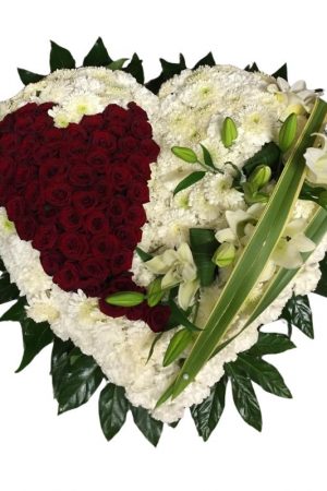 Cœur de deuil « Mon cœur dans ton cœur » – Sky Sea Land Flowers, fleuriste Cagnes-sur-Mer