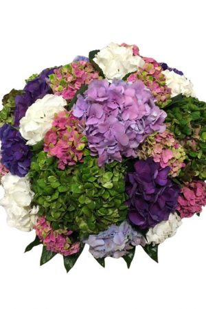 Bouquet rond de deuil en hortensias – Sky Sea Land Flowers, fleuriste Cagnes-sur-Mer