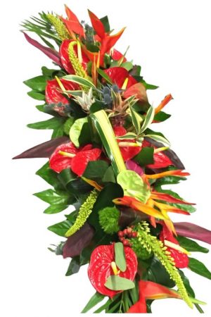Raquette de deuil exotique 120 cm – Sky Sea Land Flowers, fleuriste Cagnes-sur-Mer